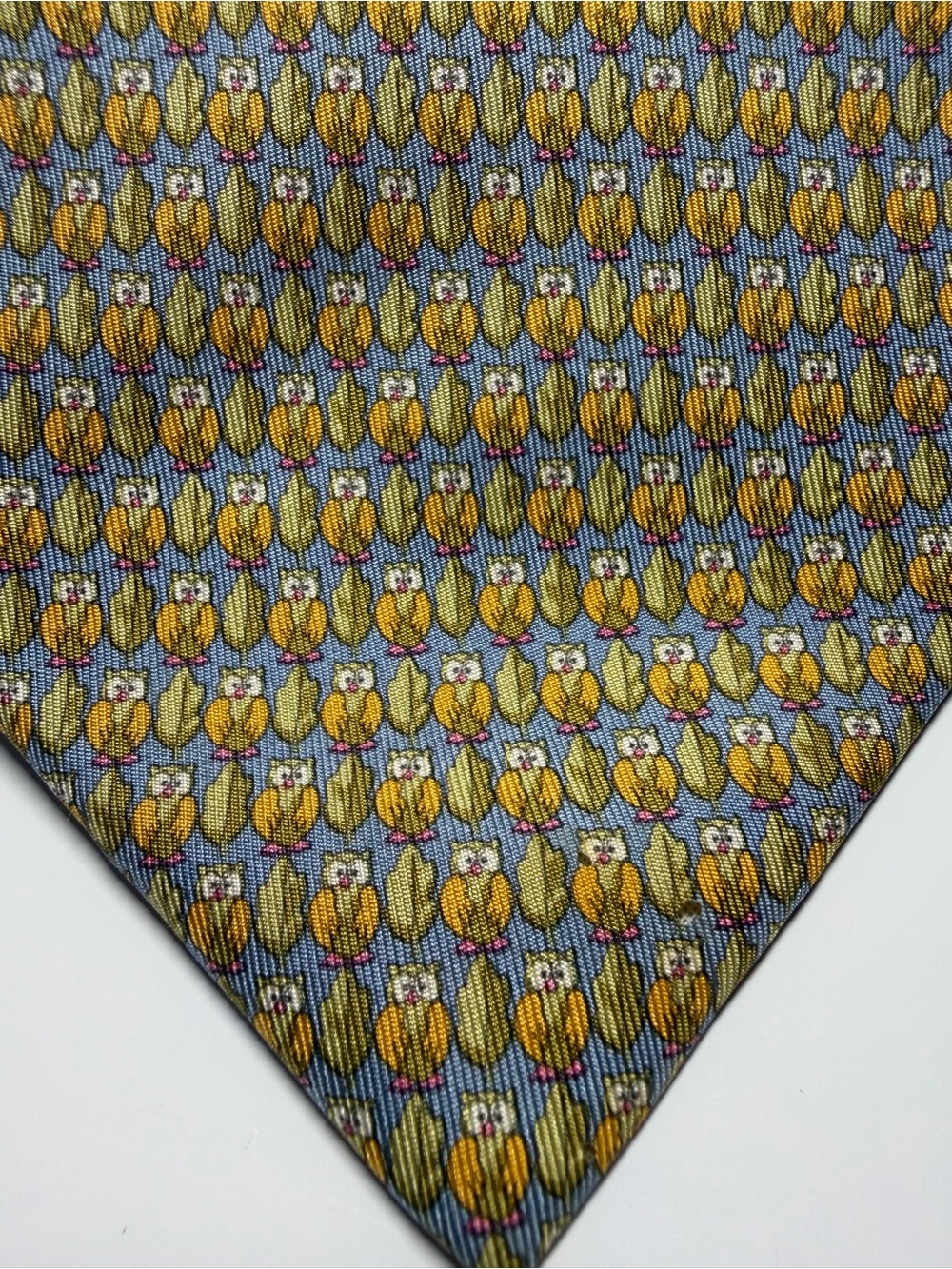 Salvatore Ferragamo whimsical owl-print 100 percent silk necktie